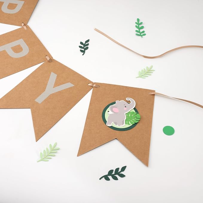 Animal Themed Birthday Banner, Pre-Strung Jungle Safari Decorations - Image 3