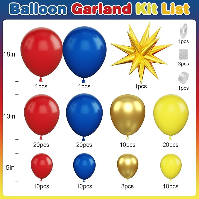 Red Yellow Blue Balloons Garland Kit, Carnival Circus Balloon Arch - Image 2
