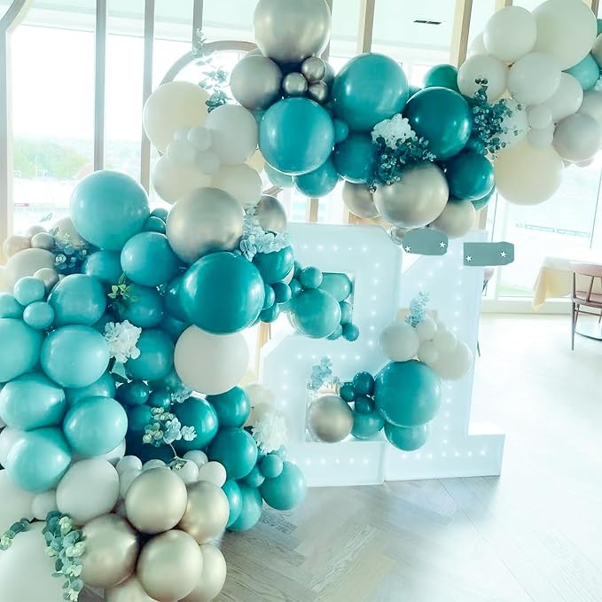 PartyWoo Dark Teal Balloons 140pcs Turquoise Aqua Blue Teal Color | 18 12 10 5 - Image 5