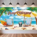 Beach-Themed Retirement Banner, Tropical Happy Retirement Banner Backdrop by Unknown