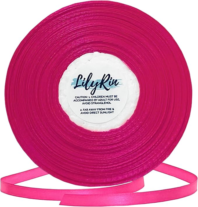 Hot Pink Ribbon 1/4 Inches 36 Yards Satin Roll Perfect by LilyRin