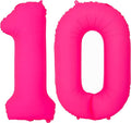 Pink Birthday Number 10 Balloons 40IN Fluorescent Pink 10 Foil Balloon | by YOIOZAIZAI