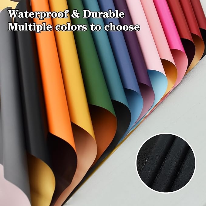 BEISHIDA 20Pcs Gray and Blue Double Sided Floral Wrapping Paper Matte Waterproof Flower Bouquet Wrapping Paper for Floral Wrap Florist Packing Supplies Birthday Valentine's Christmas Gift Wrapping
