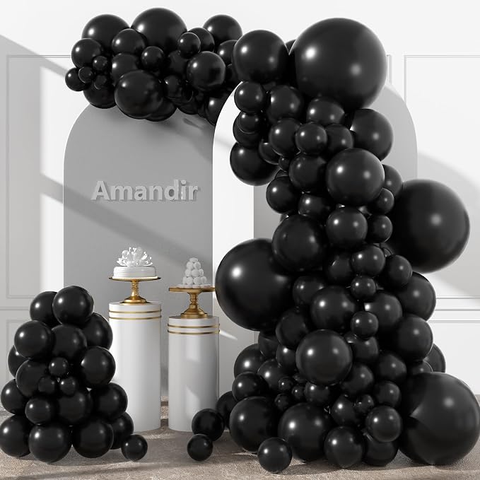 Amandir 153pcs Black Balloons Arch Garland Kit Different Sizes | 18 12 10 5 by Amandir