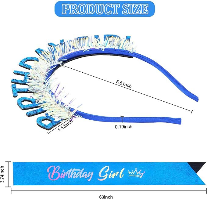 CIEHER Birthday Girl Headband Birthday Crown - Image 5
