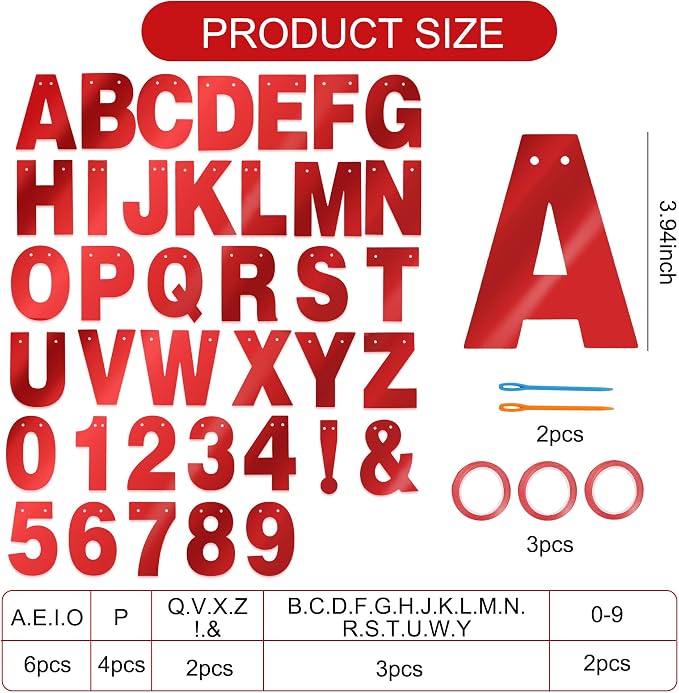 BEISHIDA Double-sided Red 116PCS A-Z DIY Letter Custom Banner Party Decor | 111 - Image 2
