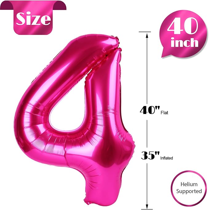 Hot Pink Number 4 Balloon 40 Inch - Image 5
