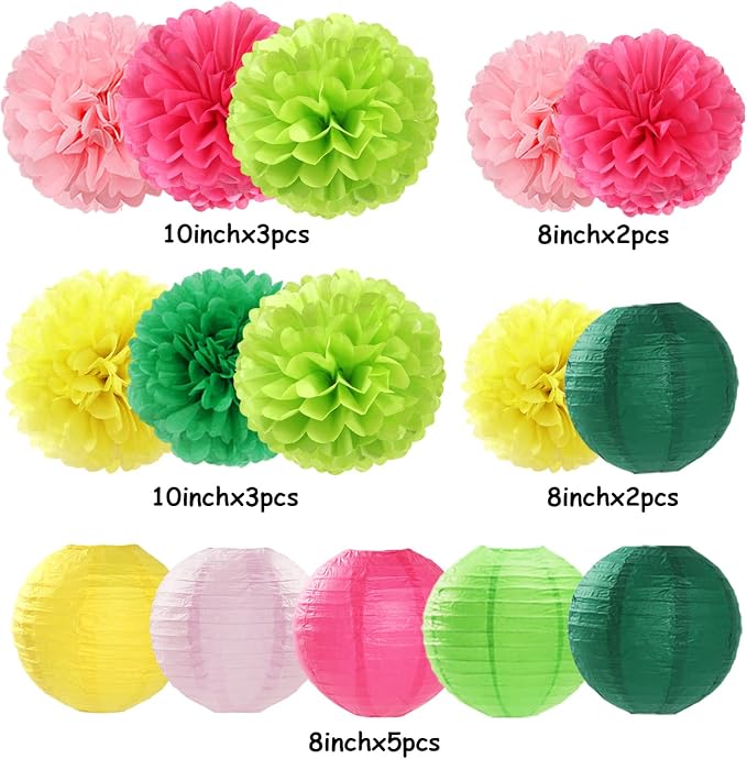 Hawaiian-Summer Pool Party-Decorations Paper-Flowers Lanterns - Image 6