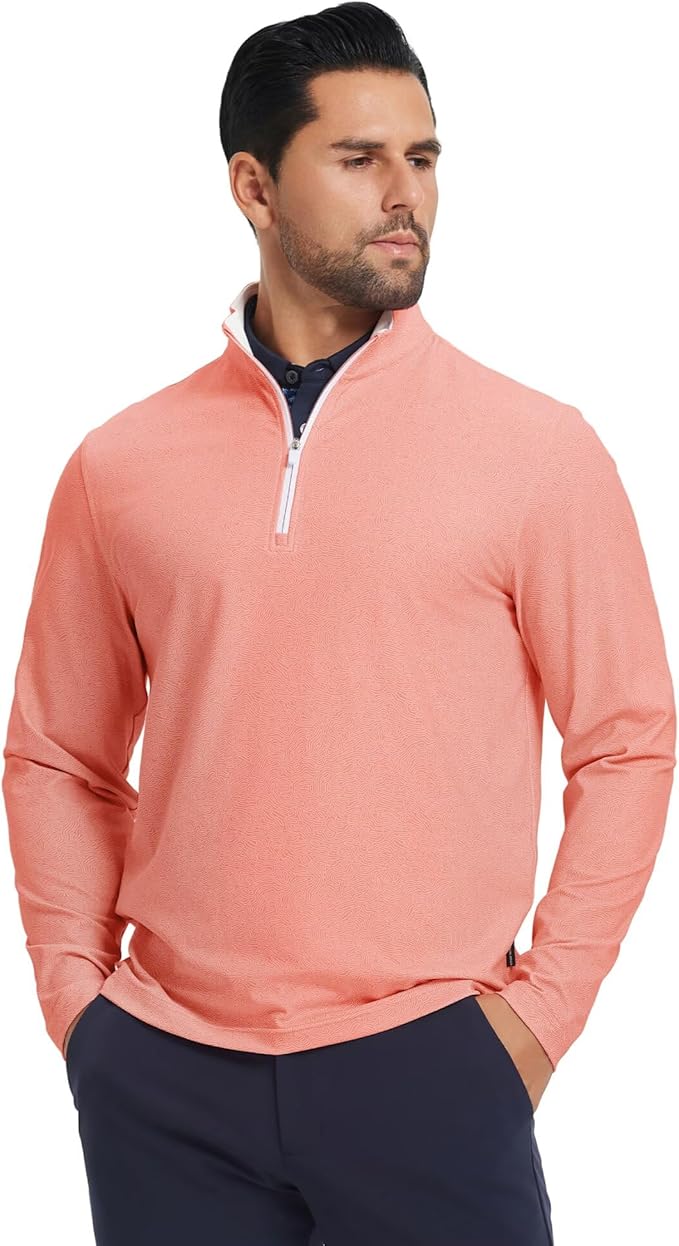 M MAELREG Quarter Zip Golf Pullover Men Dry Fit Long Sleeve Performance Wicking 1/4 Zip Full Print Pullover Mens Sweatshirt