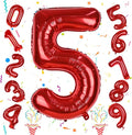 40 Inch Red Number Balloons, Giant Foil Number 5 Balloons by Isndare