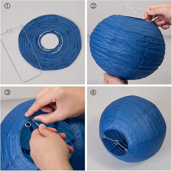 LIHAO 10pcs Blue Paper Lanterns, Graduation Party Classroom Decor | Chinese - Image 2