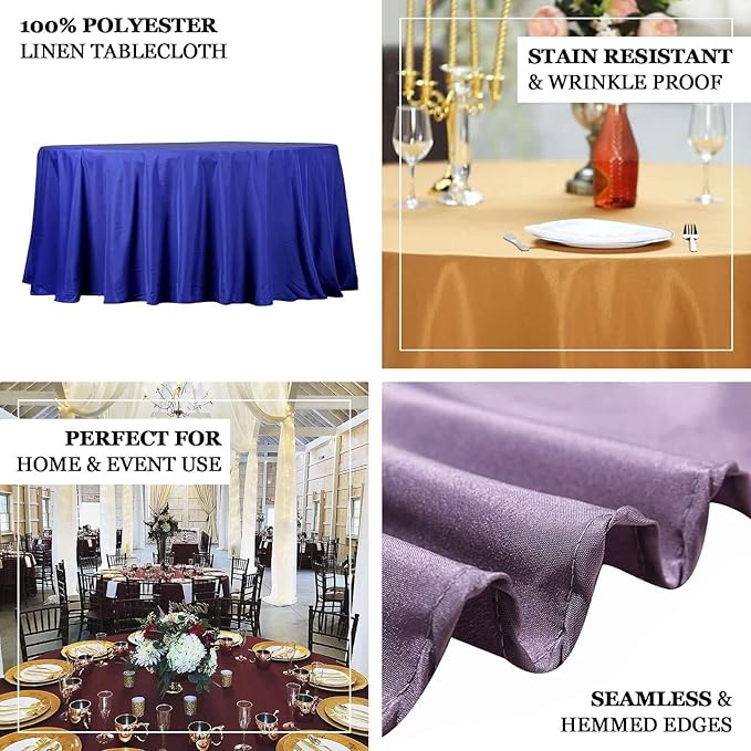 Efavormart Round Tablecloth, 132 Inch Stain & Wrinkle Resistant Washable Table Cloth, Decorative Polyester Fabric Table Cover for Banquet, Wedding, Dining- Nude Beige