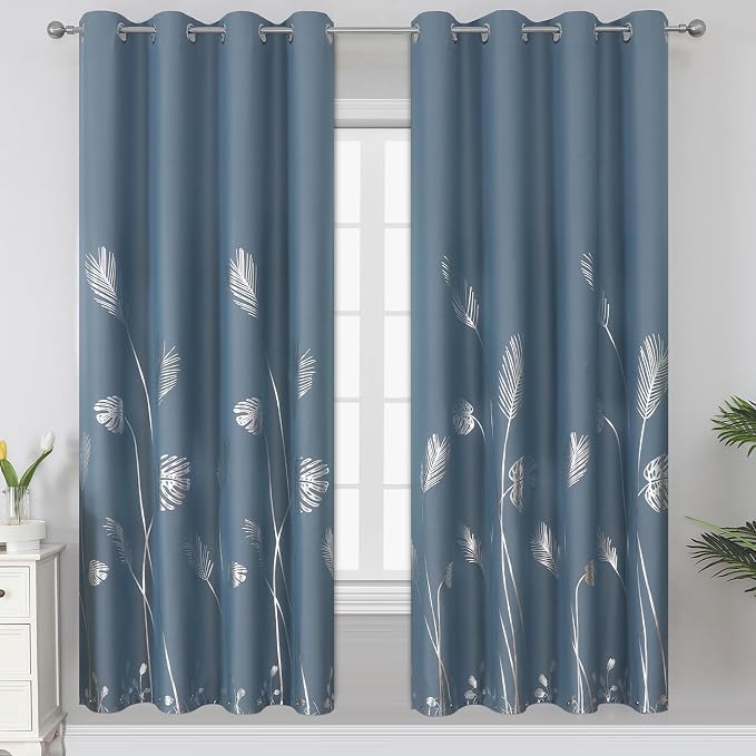 Stone Blue Blackout Curtains for Bedroom, Room Darkening Curtains by ESTELARTEXTILER