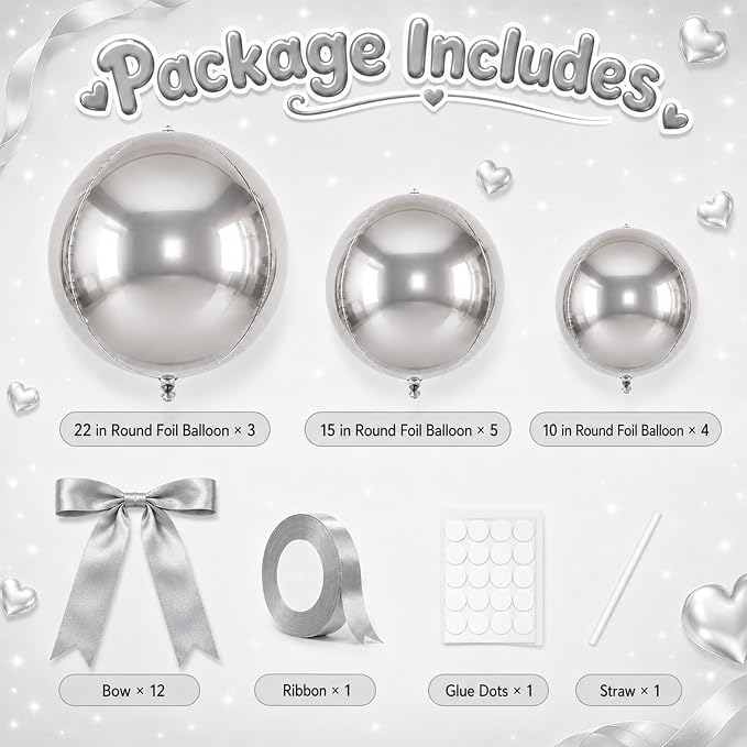 Silver Round Foil Balloons - Image 2
