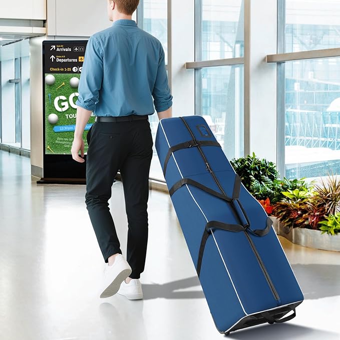 Golf Travel Bags for Airlines with Wheels, Soft-Sided 900D Oxford Cover, Padded Club Protection, Universal Fit Golf Gifts for Men and Women