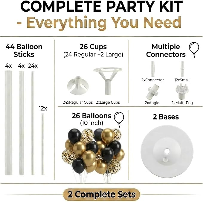 Balloon Column Stand Kit, 2 Sets of Assorted Rainbow Balloon Tower Pillar - Image 2