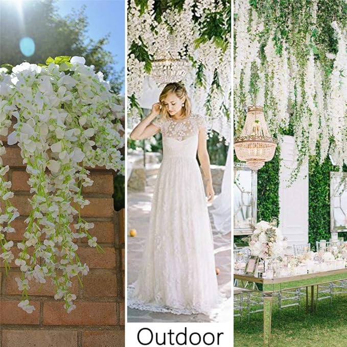 36Pcs Artificial Wisteria Flowers 3.6 Feet/Piece White Dense Artificial Fake - Image 6