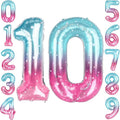 40 Inch Pink Blue Number 10 Balloon, Large Gradient Foil 10 Balloon by Unknown
