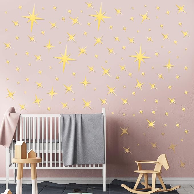 Zonon 82 Pieces Mirror Wall Stickers Star Wall Decals Decor Removable 3D - Image 3