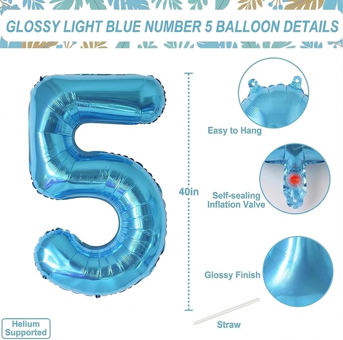 Light Blue Number 15 Balloon 40 Inch, Foil Numeral - Image 4