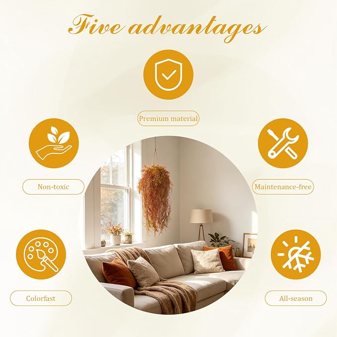 4Pcs Autumn Fake Hanging Fern Plants - Image 6