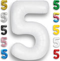 White Number Balloon 5 Mylar Foil Balloons 32 inch by Unknown