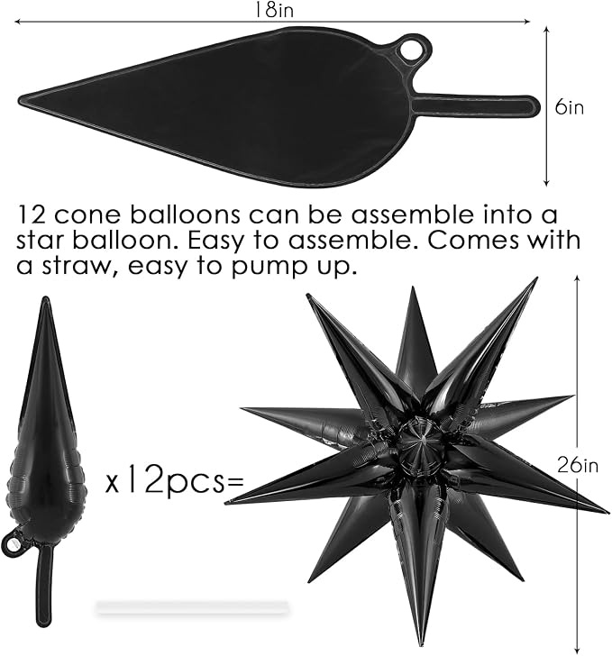 72 Pcs Star Balloons Foil Explosion Balloons Magic 12 Point Star Cone Balloon - Image 6