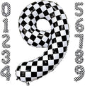 Checkered Number 9 Balloons 40 Inch Giant Race Car Checkered 9 Balloons by LHOAVWE