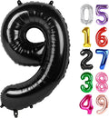 Black Number 9 Balloon 40 Inch, 9th Birthday Party Decorations Men Women | Foil by IWERP