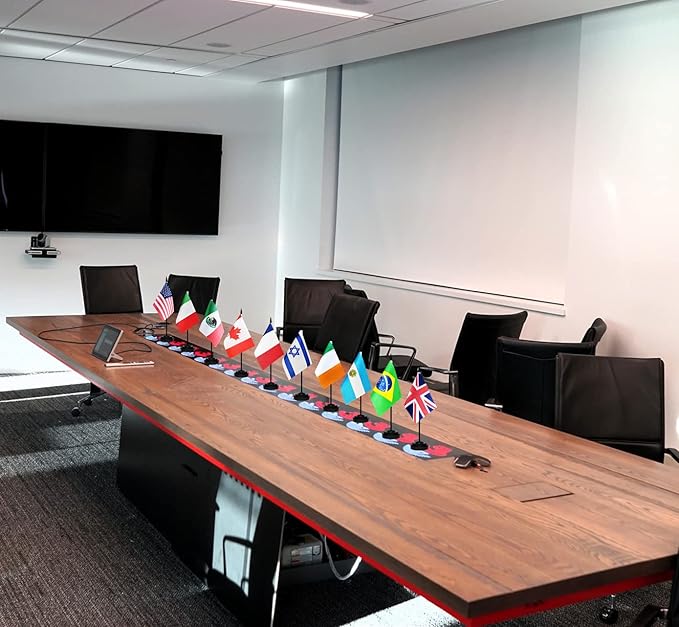 12 Pack Italy Desk Flags Set, Italian Small Mini Table Office Flags With 12" Solid Black Pole, Black Base and Spear Top, Miniature Desktop Flag, Home Decoration, Office Decoration, Festival