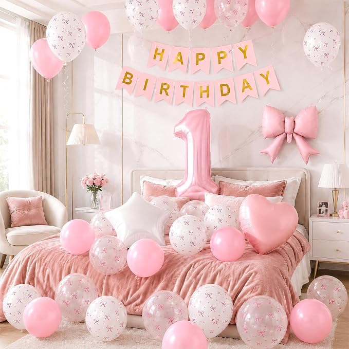 1st Pink Bow Birthday Decorations - Image 4