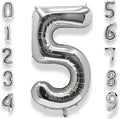 AULE 40 Inch Silver 5 Balloon Number Foil 0-9 Birthday Big Numbers | Birthday by AULE