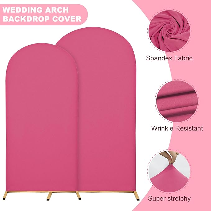 6.6FT Wedding Arch Covers Arch Backdrop Cover Arch Stand Covers Set Arch Cover Spandex Fabric Stretchy Backdrop for Wedding Birthday Party Decoration Baby Shower (Rose Red)