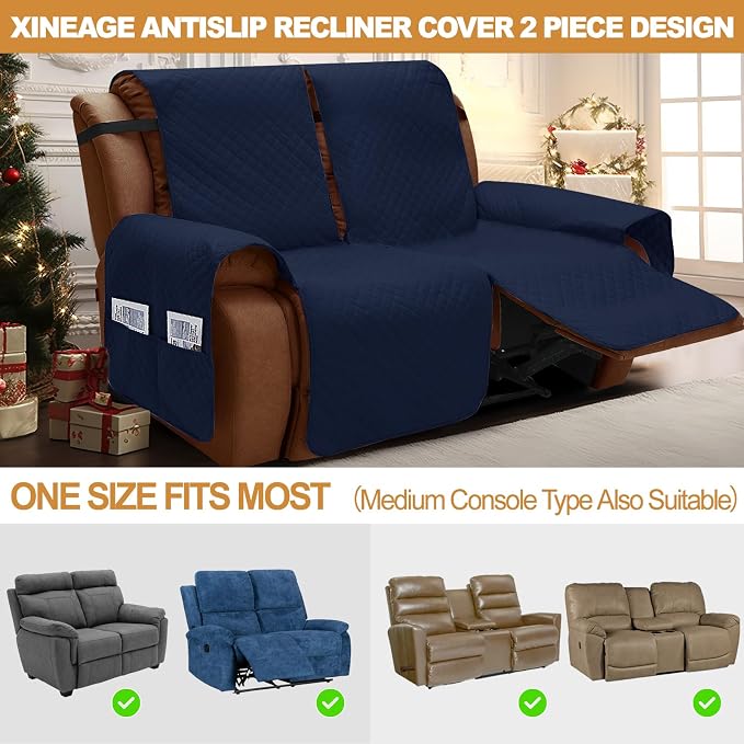 XINEAGE Water Resistant Recliner Cover, 2 Seat Loveseat Covers - Image 5