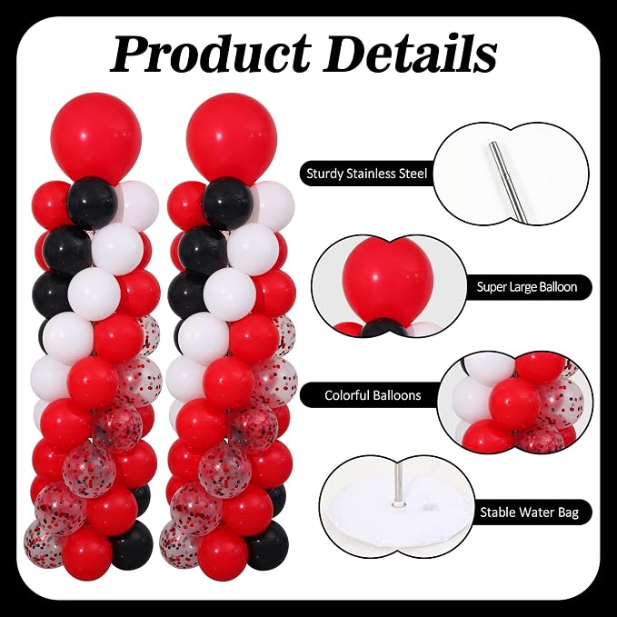 Red and Black White Balloon Column Stand Kit Set of 2 - Image 4
