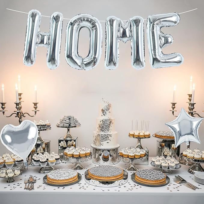 TONIFUL 40 Inch Large Silver Letter HOME Foil Balloons Alphabet Balloons | - Image 4