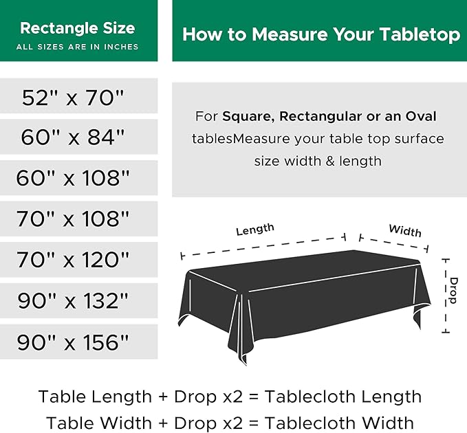 Biscaynebay Textured Fabric Christmas Rectangle Table Cloth 90x132 Inch, Hunter Green Water Resistant Tablecloths for Dining, Kitchen, Wedding and Parties etc. Machine Washable