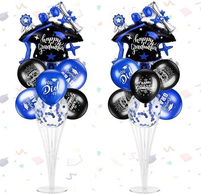 Jenaai Blue and Black 27 Pcs 2026 Graduation Balloon Centerpiece by Jenaai