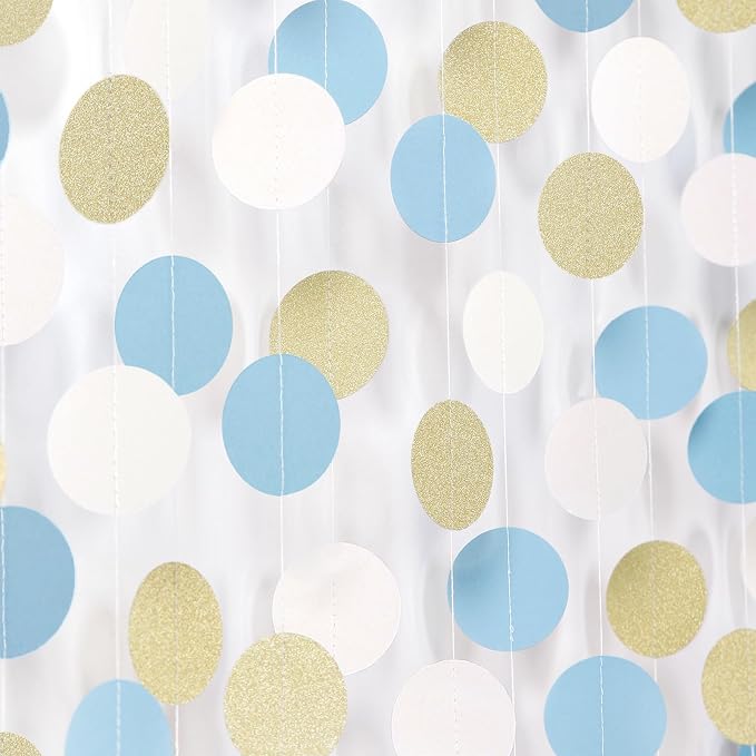 Light-Dusty Blue Beige-Gold Boho Party-Decorations - 64Ft Men Boy Birthday by OURUOLA