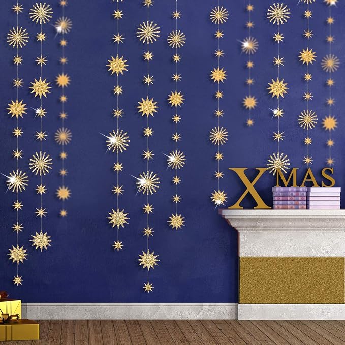 pinkblume Gold Star Party Decorations Kit Sparking Twinkle Star Garland Glitter - Image 3