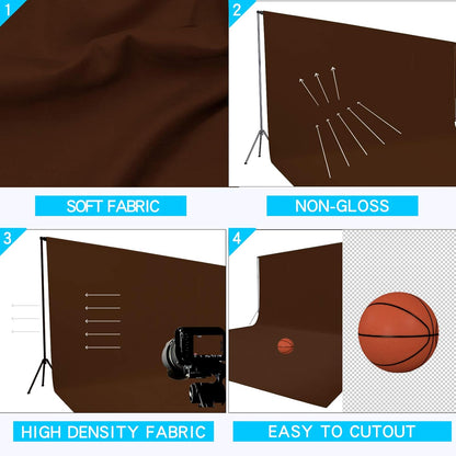 ISSUNTEX 5X7 ft/1.5X2.1 Meters Brown Background Photo Backdrop, Photo Studio, Collapsible High Density Screen for Video Photography and Television