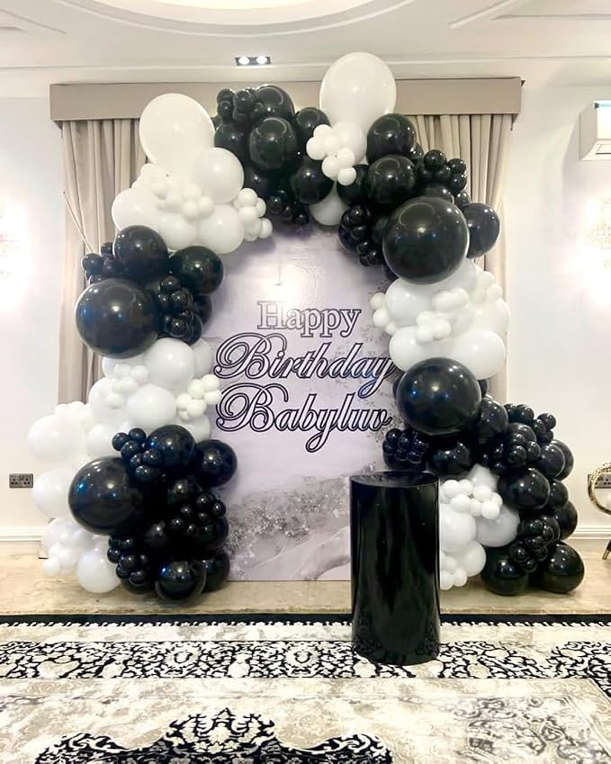 153Pcs Black and White Balloons Garland Arch Kit - Image 6