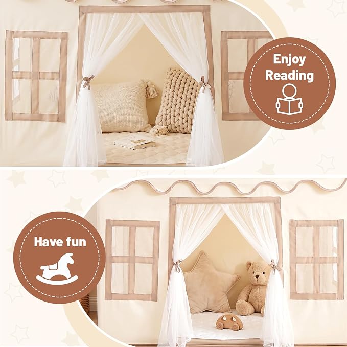 Kids Play Tent Indoor: with Mat, Tassel Garland - Image 3