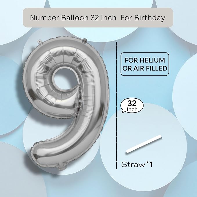 Green Number Balloon 9 Mylar Foil Balloons 32 inch - Image 8
