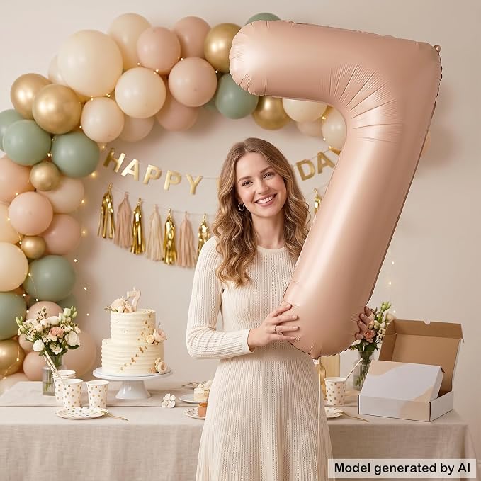 40 Inch Caramel Foil Number 7 Balloon - Image 4