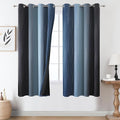 Navy Blue and Black Ombre Blackout Curtains 63 Inch Length 2 Panels Set by ESTELARTEXTILER