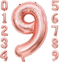 Rose Gold 9 Number Balloons, 40 Inch Big 9 Balloon Numbers Rose Gold 9 Foil by BBPOOL