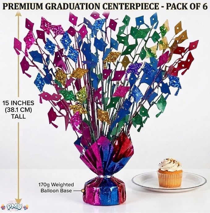 PMU 7 Pcs Multicolor Graduation Balloon Weights, Graduation Centerpieces - Image 2