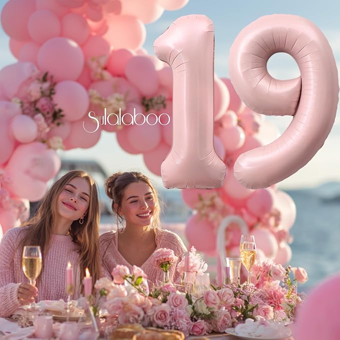 40 Inch Light Pink Number 19 Balloon 0-9 19th Foil Big Giant | Digital - Image 4