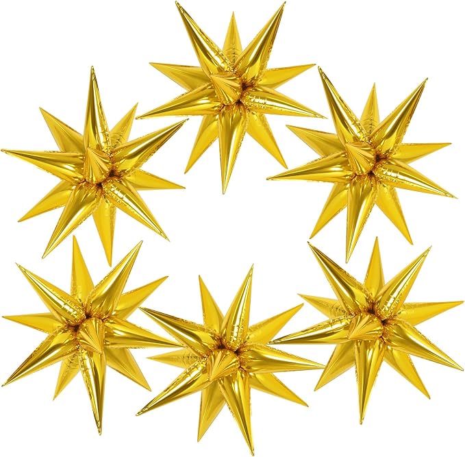 72 Pcs Star Balloons Foil Explosion Balloons Magic 12 Point Star Cone Balloon by Unknown